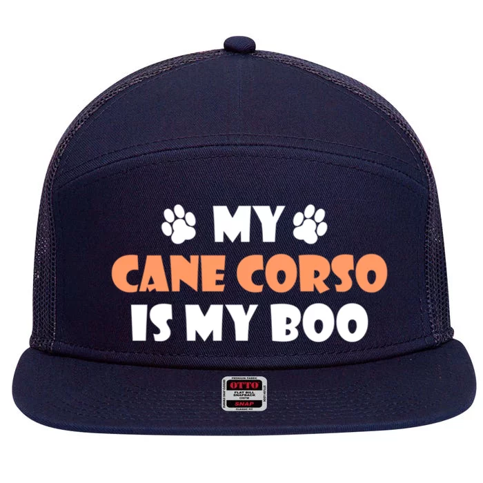 My Cane Corso Is My Boo Halloween Dog Owner Gift 7 Panel Mesh Trucker Snapback Hat