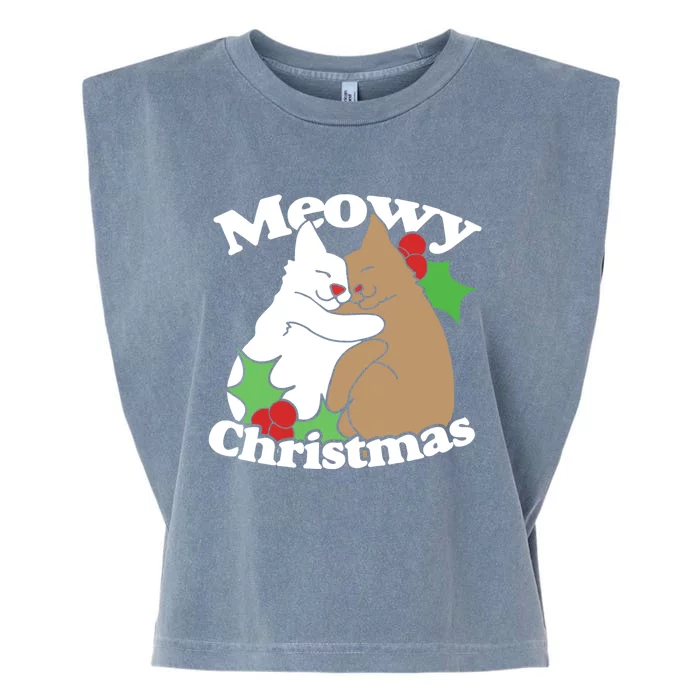 Meowy Catmas Christmas Cat Cool Gift Garment-Dyed Women's Muscle Tee