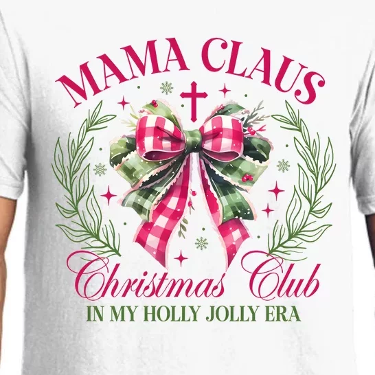 Mama Claus Christmas Club Coquette Bow Pajama Set