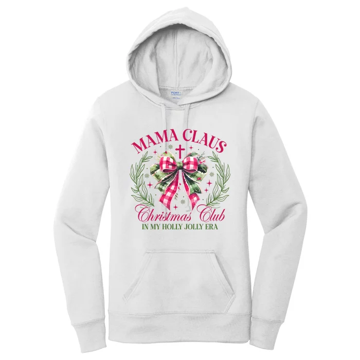 Mama Claus Christmas Club Coquette Bow Women's Pullover Hoodie