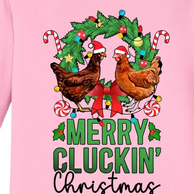 Merry Cluckin Christmas Chicken Owner Chicken Lover Xmas Gift Baby Long Sleeve Bodysuit