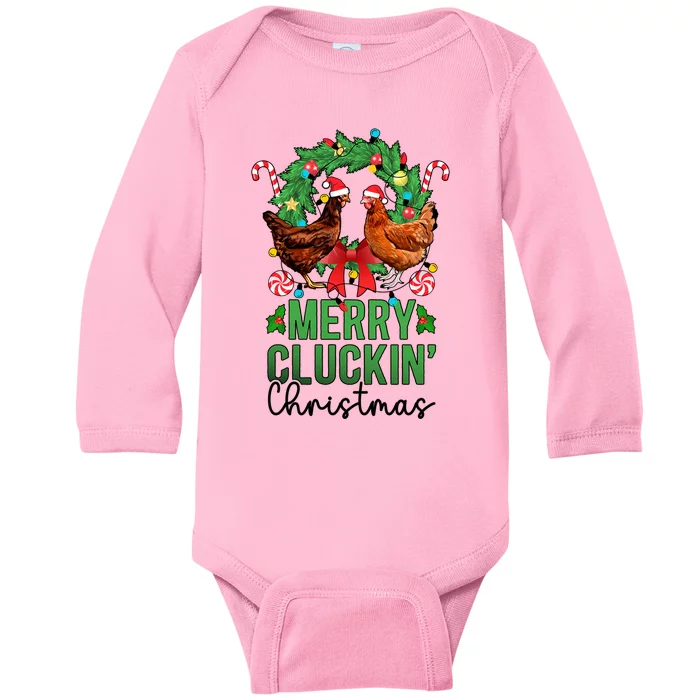 Merry Cluckin Christmas Chicken Owner Chicken Lover Xmas Gift Baby Long Sleeve Bodysuit