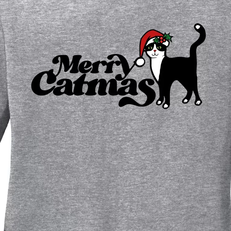 Merry Catmas Christmas Kitty Cats Meow Cool Gift Ladies Long Sleeve Shirt