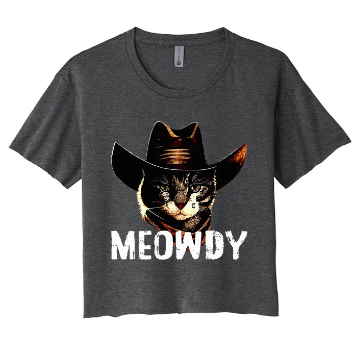 Meowdy Cat Cowboy Women's Crop Top Tee