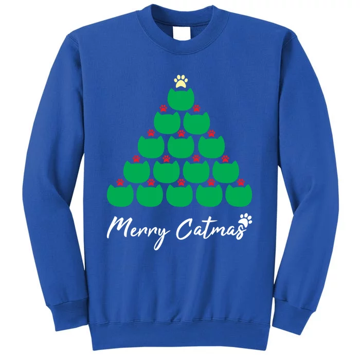 Merry Catmas Cute Christmas Cat Paw Tree Meowy Catmas Kitten Gift Sweatshirt