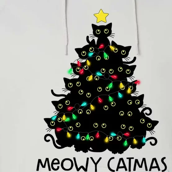 Merry Catmas Cat Christmas Tree Meowy Catmas Gift Performance Fleece Hoodie