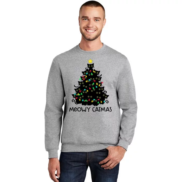 Merry Catmas Cat Christmas Tree Meowy Catmas Gift Tall Sweatshirt