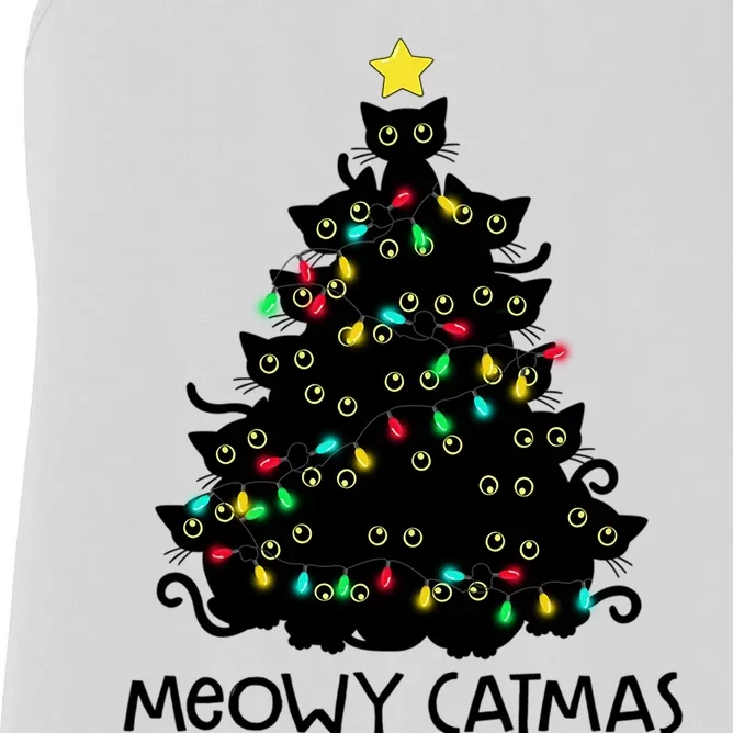 Merry Catmas Cat Christmas Tree Meowy Catmas Gift Women's Racerback Tank