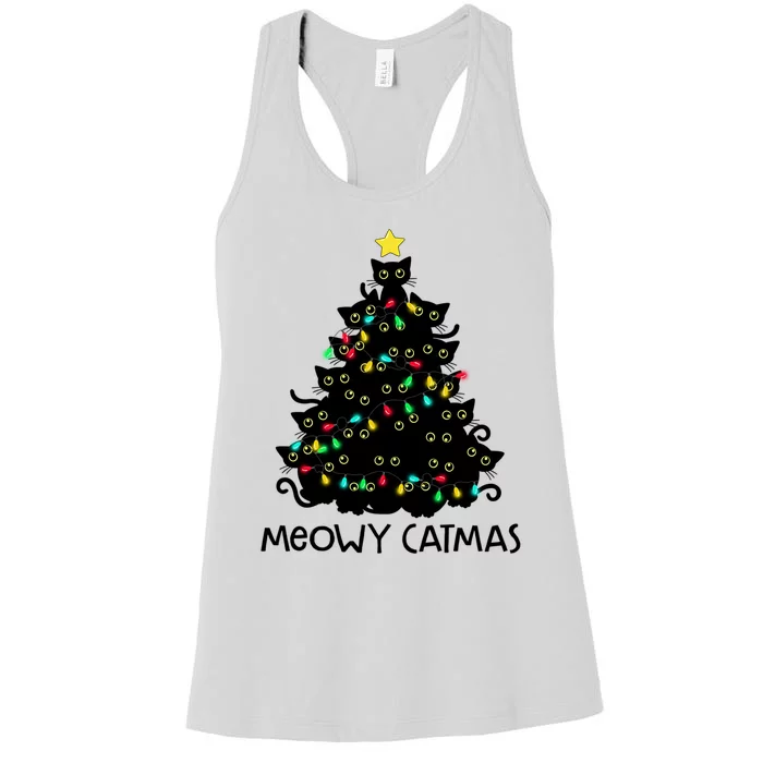 Merry Catmas Cat Christmas Tree Meowy Catmas Gift Women's Racerback Tank