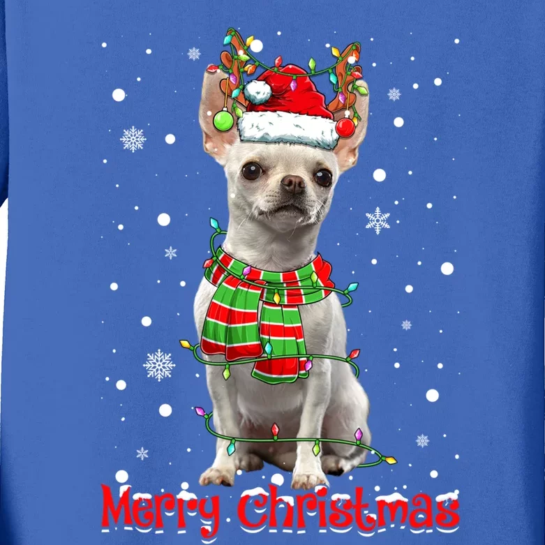 Merry Christmas Cute Chihuahua Dog Xmas Lights Pajama Meaningful Gift Kids Long Sleeve Shirt