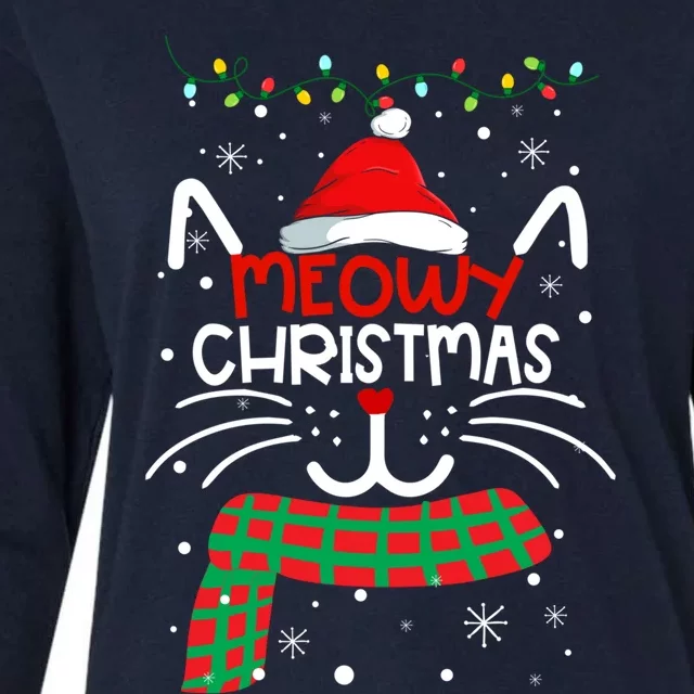 Meowy Catmas Cat Christmas Funny Xmas Girl Boy Gifts Womens Cotton Relaxed Long Sleeve T-Shirt