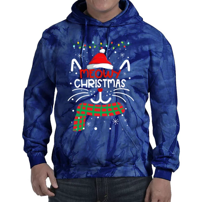 Meowy Catmas Cat Christmas Funny Xmas Girl Boy Gifts Tie Dye Hoodie