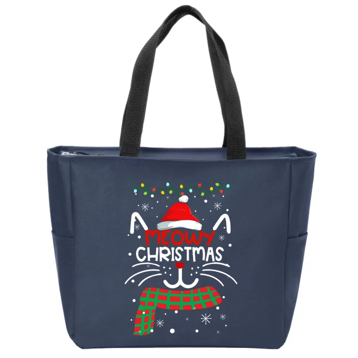 Meowy Catmas Cat Christmas Funny Xmas Girl Boy Gifts Zip Tote Bag