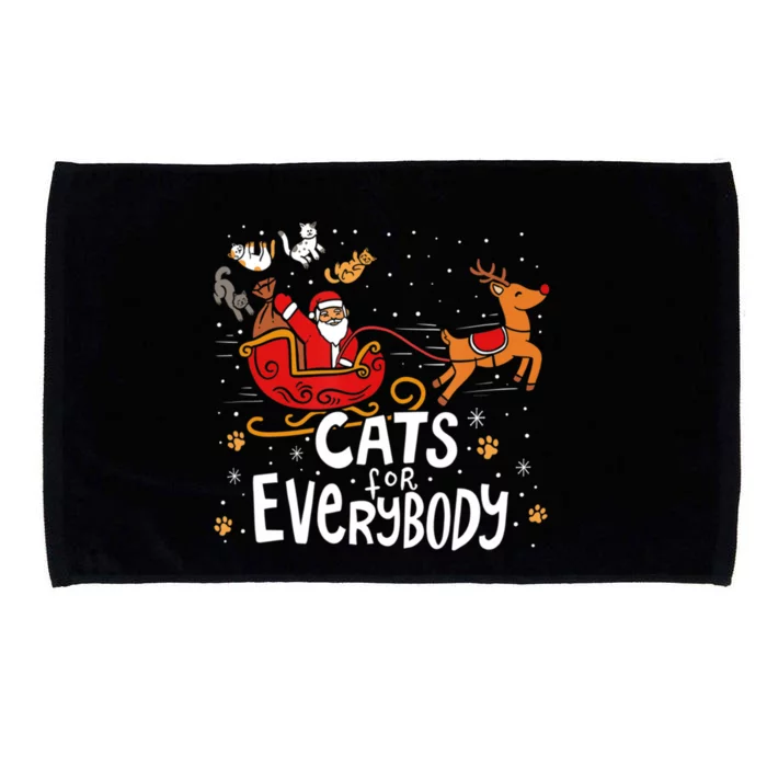 Merry Christmas Cats For Everybody Reindeer Xmas Santa Claus Gift Microfiber Hand Towel