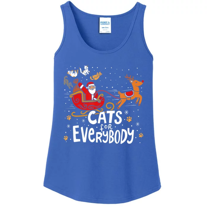 Merry Christmas Cats For Everybody Reindeer Xmas Santa Claus Gift Ladies Essential Tank