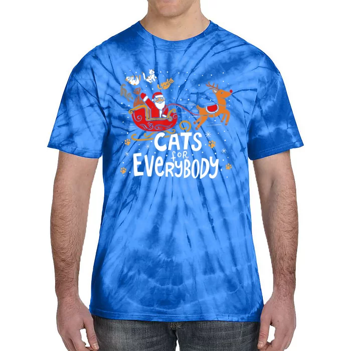 Merry Christmas Cats For Everybody Reindeer Xmas Santa Claus Gift Tie-Dye T-Shirt