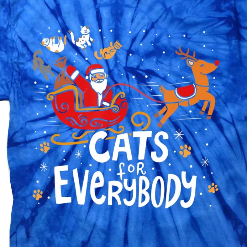 Merry Christmas Cats For Everybody Reindeer Xmas Santa Claus Gift Tie-Dye T-Shirt