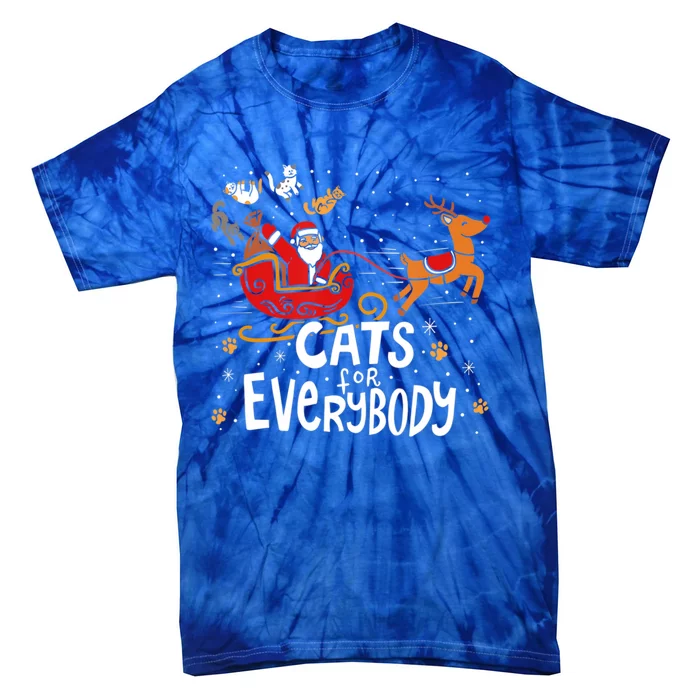 Merry Christmas Cats For Everybody Reindeer Xmas Santa Claus Gift Tie-Dye T-Shirt