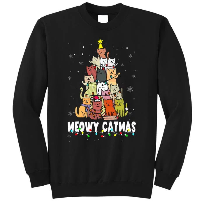 Meowy Catmas Cat Christmas Tree Xmas Sweatshirt