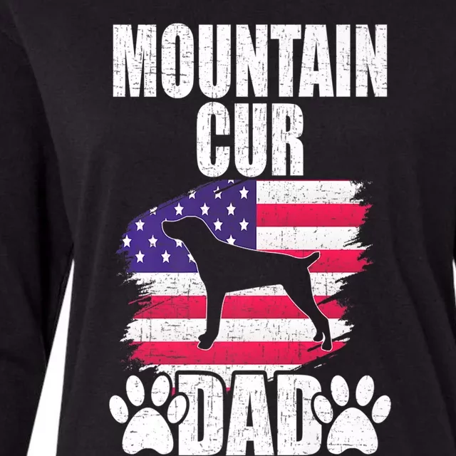 Mountain Cur Dad Dog Lover American Us Flag Premium Womens Cotton Relaxed Long Sleeve T-Shirt