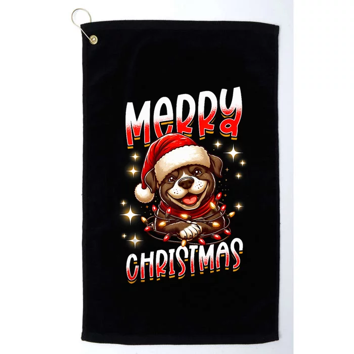 Merry Christmas Dog Santa Fairy Lights Xmas Tank Top Platinum Collection Golf Towel