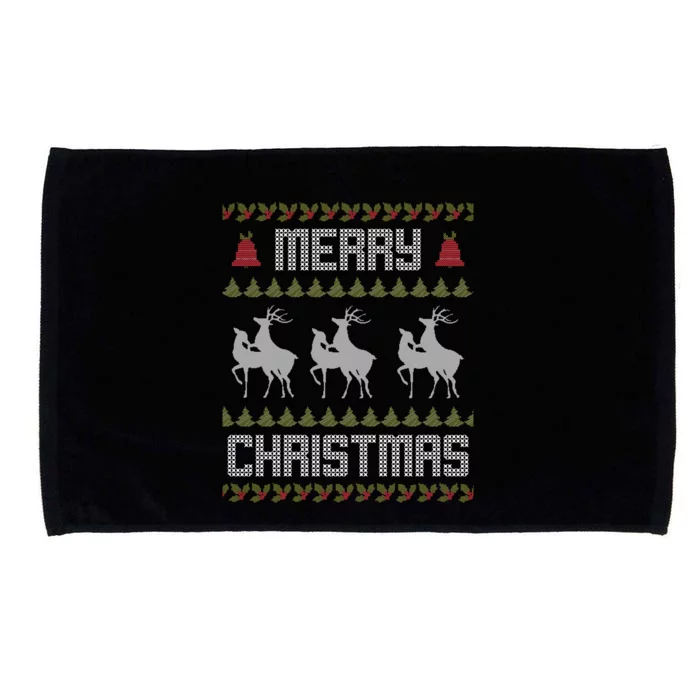 Merry Christmas Deers Humping Funny Holiday Reindeer Gift Microfiber Hand Towel