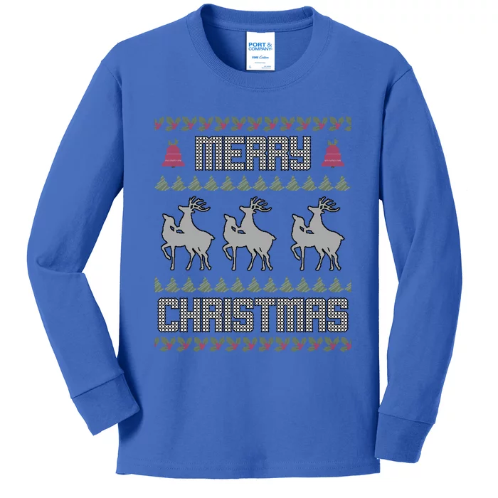 Merry Christmas Deers Humping Funny Holiday Reindeer Gift Kids Long Sleeve Shirt