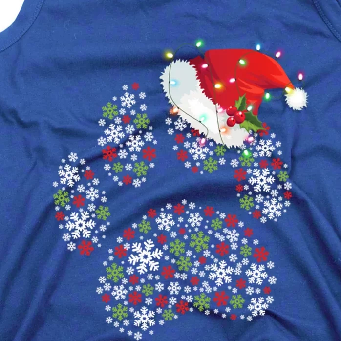 Merry Christmas Dog Paws Lights Santa Hat Snowflake Xmas Cute Gift Tank Top