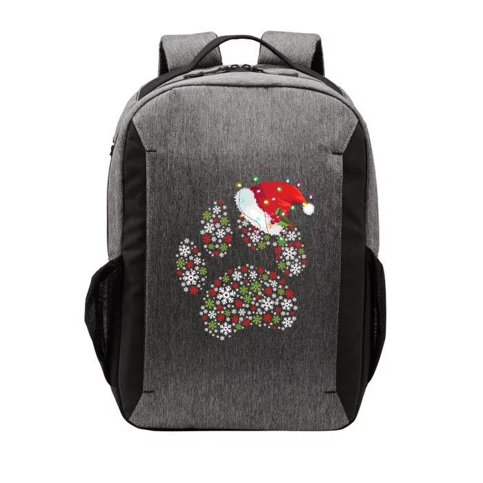 Merry Christmas Dog Paws Lights Santa Hat Snowflake Xmas Cute Gift Vector Backpack