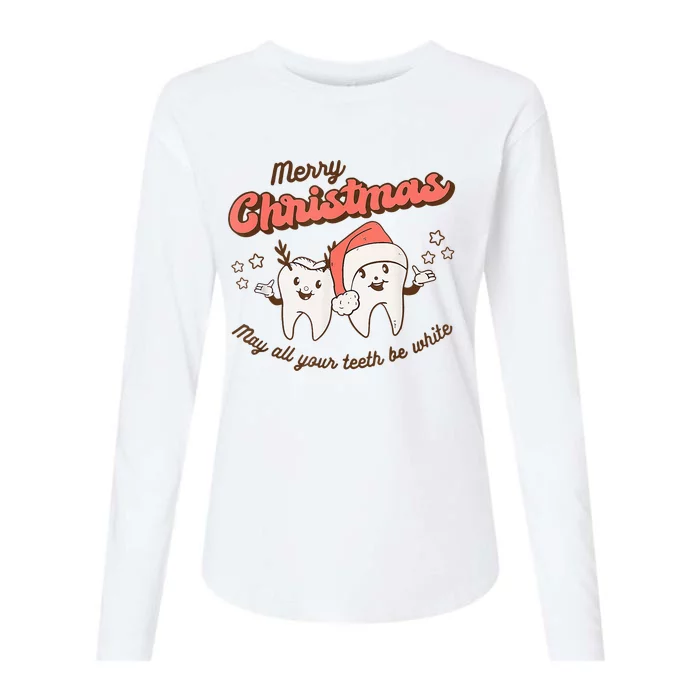 Merry Christmas Dental Snowman Festive Holiday Gift Womens Cotton Relaxed Long Sleeve T-Shirt