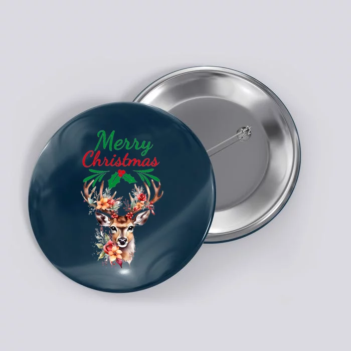 Merry Christmas Deer Button