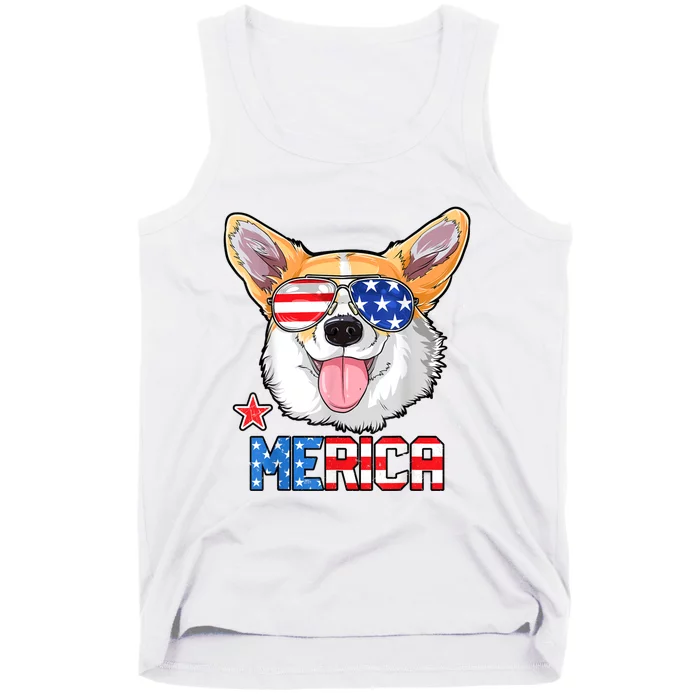 Merica Corgi Dog 4th Of July American Flag Tank Top