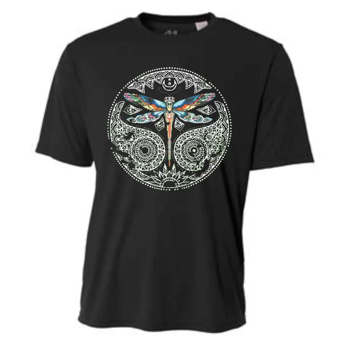 Magical Colorful Dragonfly Tribal Mandala Cooling Performance Crew T-Shirt