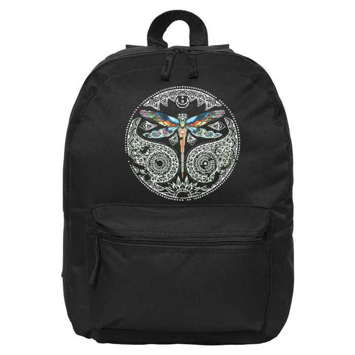 Magical Colorful Dragonfly Tribal Mandala 16 in Basic Backpack