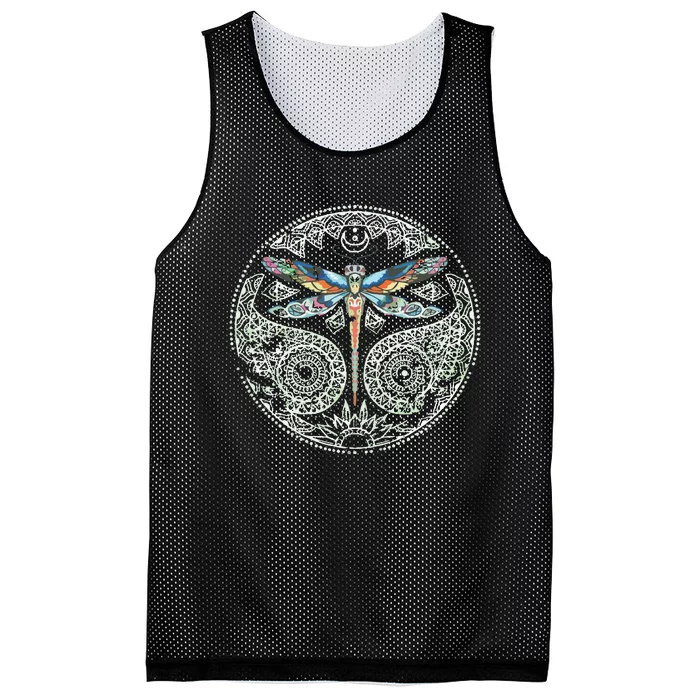 Magical Colorful Dragonfly Tribal Mandala Mesh Reversible Basketball Jersey Tank