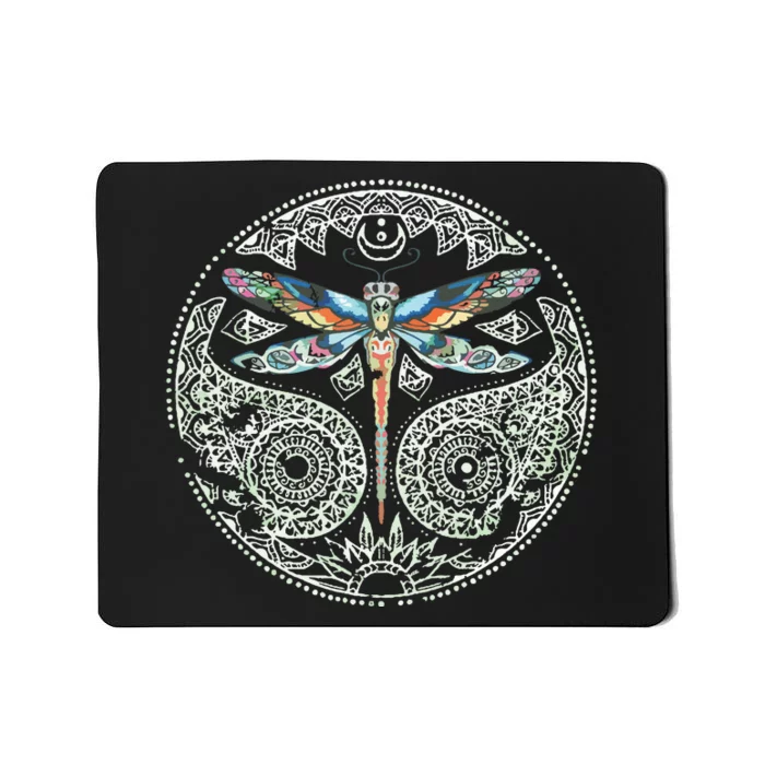 Magical Colorful Dragonfly Tribal Mandala Mousepad