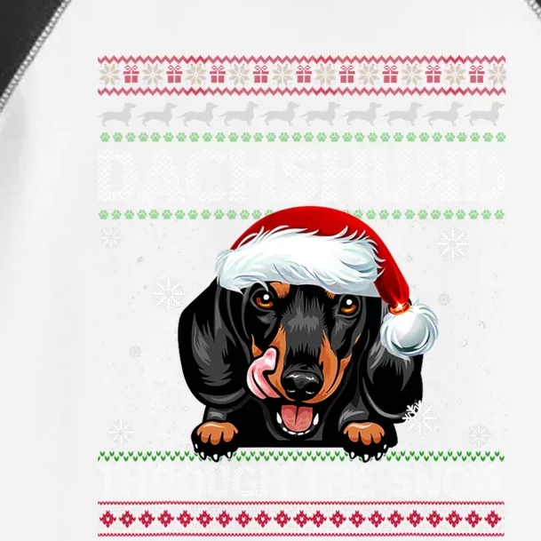 Merry Christmas Dachshund Dog Through The Snow Funny Pajama Gift Toddler Fine Jersey T-Shirt