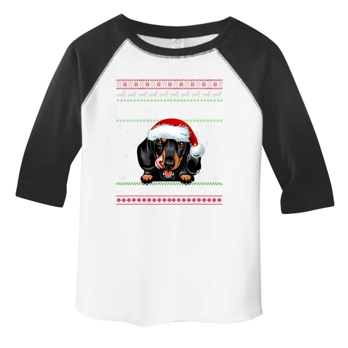 Merry Christmas Dachshund Dog Through The Snow Funny Pajama Gift Toddler Fine Jersey T-Shirt