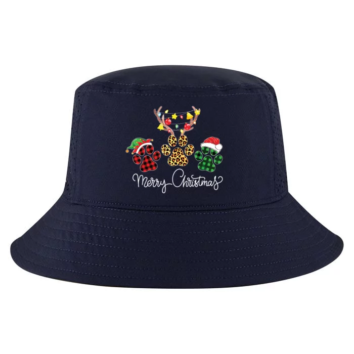 Merry Christmas Dog Paws Lights Buffalo Plaid Leopard Xmas Cool Comfort Performance Bucket Hat