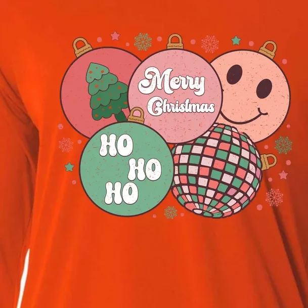 Merry Christmas Disco Ball Ho Ho Ho Cooling Performance Long Sleeve Crew