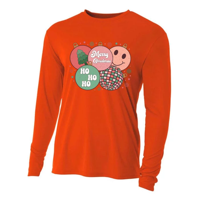 Merry Christmas Disco Ball Ho Ho Ho Cooling Performance Long Sleeve Crew