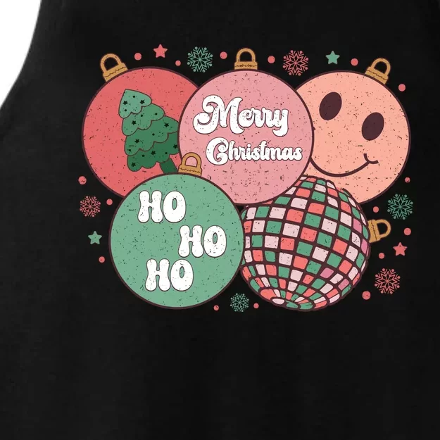 Merry Christmas Disco Ball Ho Ho Ho Ladies Tri-Blend Wicking Tank