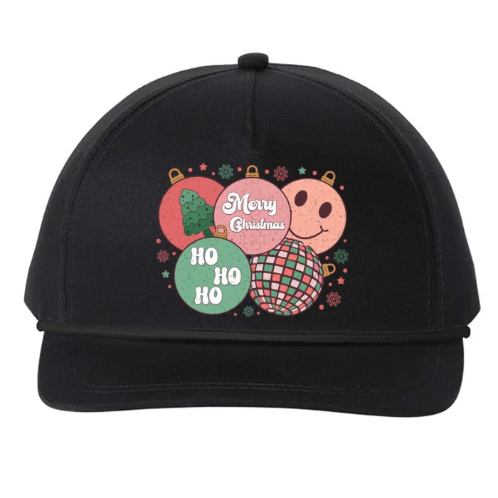 Merry Christmas Disco Ball Ho Ho Ho Snapback Five-Panel Rope Hat