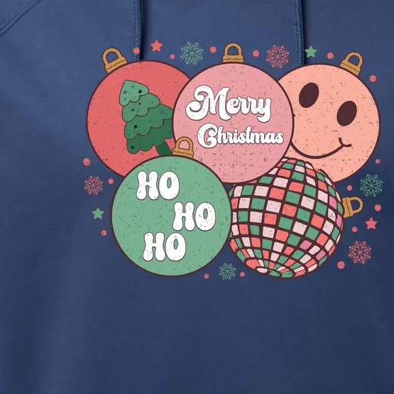 Merry Christmas Disco Ball Ho Ho Ho Performance Fleece Hoodie