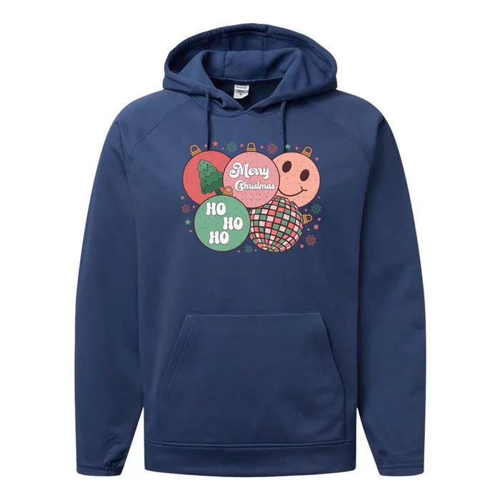 Merry Christmas Disco Ball Ho Ho Ho Performance Fleece Hoodie