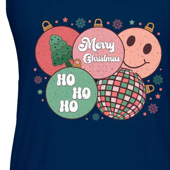 Merry Christmas Disco Ball Ho Ho Ho Ladies Essential Flowy Tank