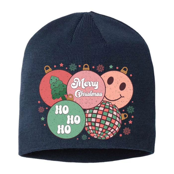 Merry Christmas Disco Ball Ho Ho Ho 8 1/2in Sustainable Knit Beanie