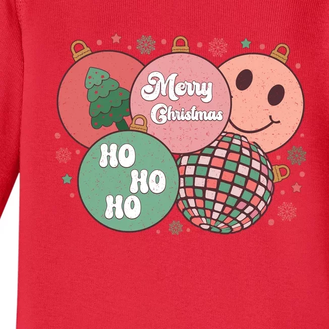 Merry Christmas Disco Ball Ho Ho Ho Baby Long Sleeve Bodysuit