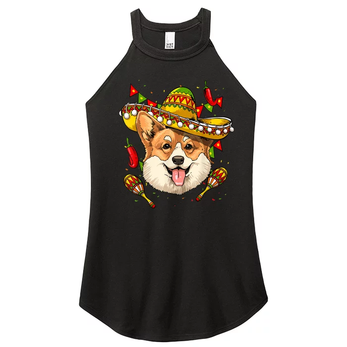 Mexico Cinco De Mayo Corgi Dog Lover Sombrero Mexican Party Women’s Perfect Tri Rocker Tank