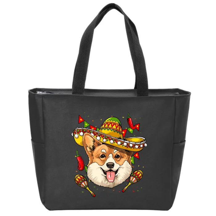 Mexico Cinco De Mayo Corgi Dog Lover Sombrero Mexican Party Zip Tote Bag